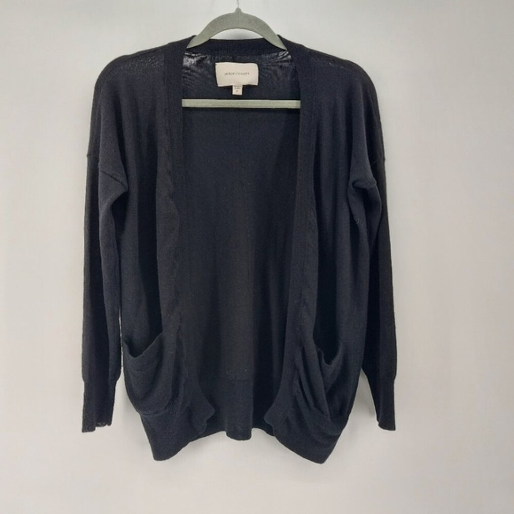 Brochu Walker Black Wool Cashmere Cardigan with side zip details Blaxk Small